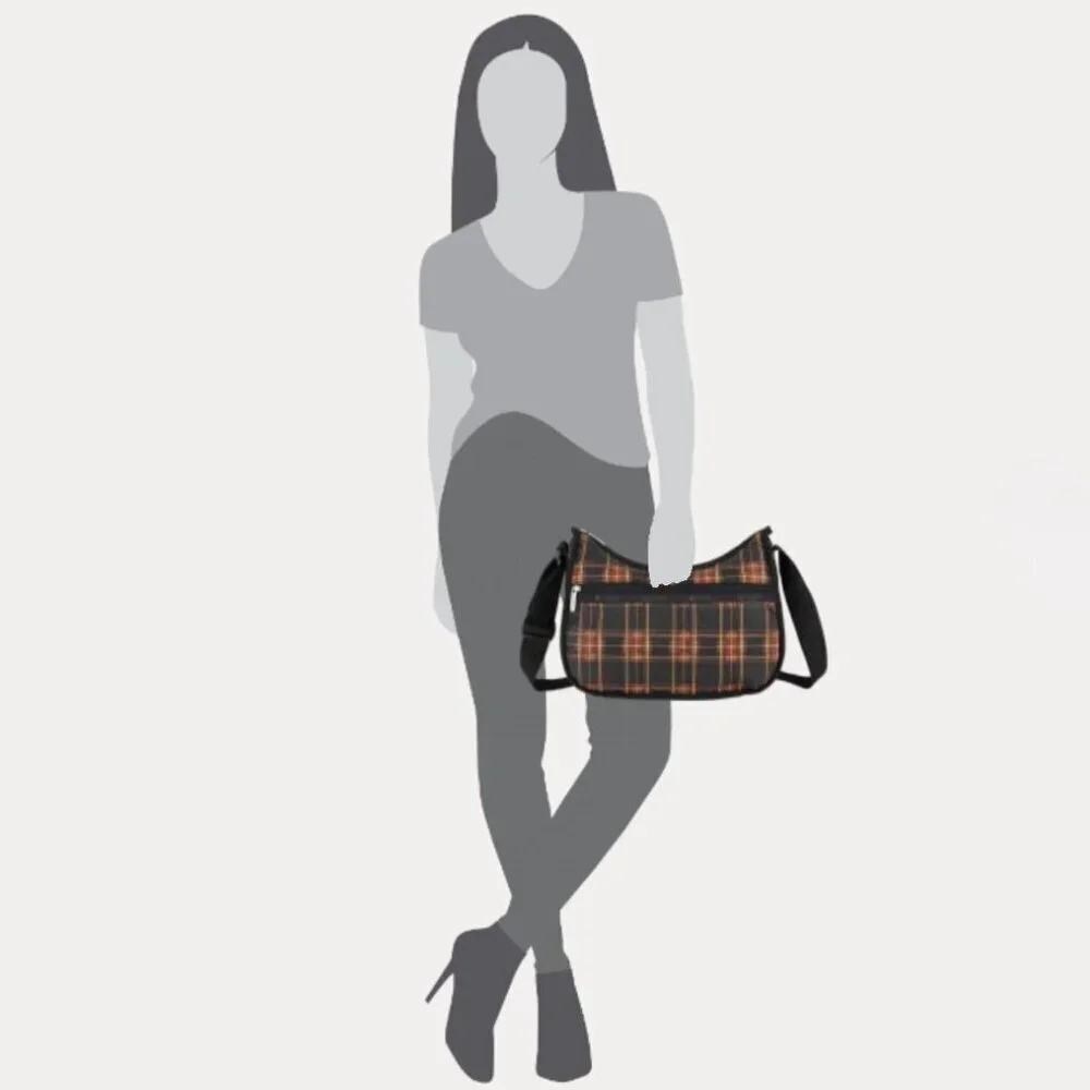 NEW Le Sportsac Classic Hobo in Black and Yellow Classic Tartan Plaid